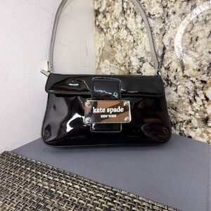 EUC Kate Spade Vintage Glossy Black Leather Small Shoulder Bag